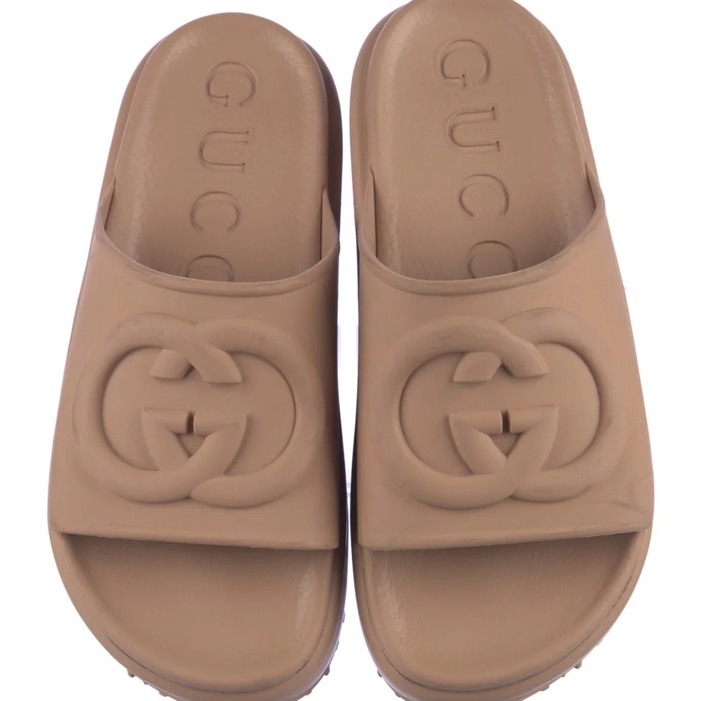 Gucci Beige Logo Slide Sandals